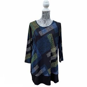 CLARA Sun Woo 3/4 Sleeve Print Tunic Top Size Medium